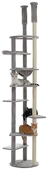 キャットタワー　突っ張り　突っ張り型　グレー　全面麻紐　猫用品　ペット用品 キャットタワー 突っ張り スリム 猫タワー おしゃれ 全高235